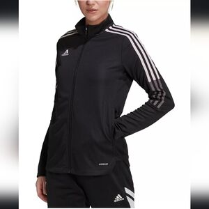 ADIDAS Women's Tiro 21 Track Jacket Zip-Up Black Long sleeves + Pockets Size XS